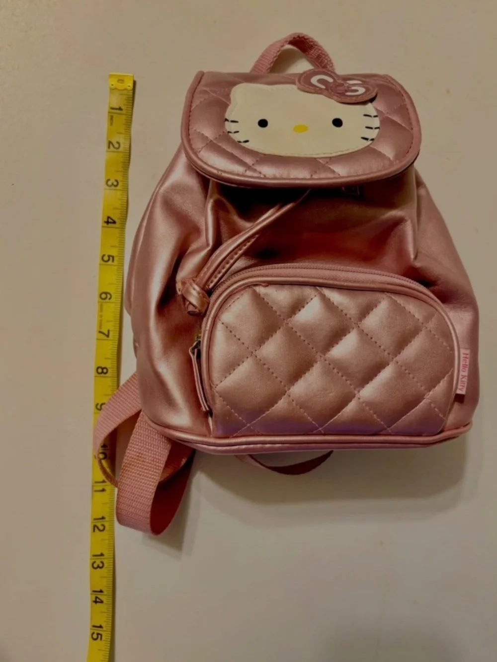 Vintage Sanrio Hello Kitty Pink Quilted Faux Leather Mini Backpack Y2K 2006 Rare